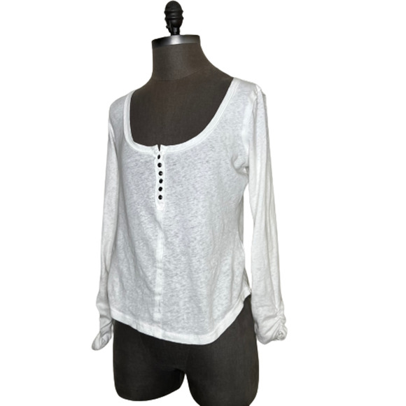 Pilcro and the Letterpress Top Womens Small White Ruffle Sleeve Top - Picture 1 of 8
